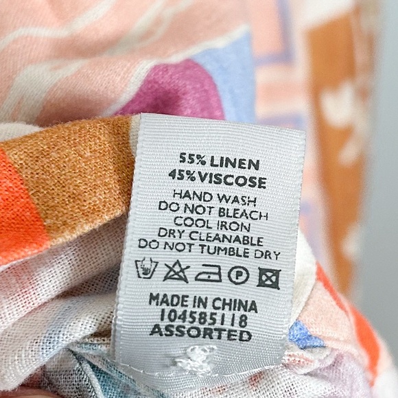 Poetry Multicolor Linen Blend Long Sleeve Plant Print Dress - Picture 6 of 9